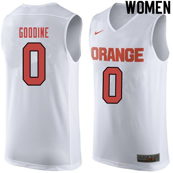 Women #0 Brycen Goodine Syracuse White College Basketball Jerseys Sale-Orange